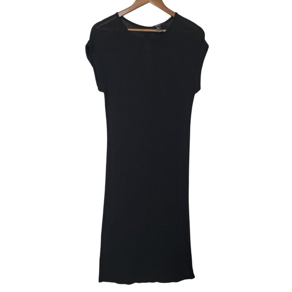 Forever 21 Dresses & Skirts - Forever 21 Ribbed Midi Dress Juniors Size S Black Sheer Panel Keyhole Back